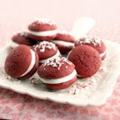 Red Velvet Whoopie Pies with Peppermint Filling